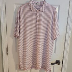 Peter Millar Pink and White Striped Polo Shirt